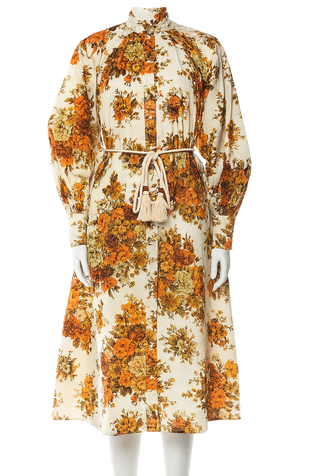 ALÉMAIS Floral Print Tent Dress with Tassel Detail, Size M (US 8) Alemais