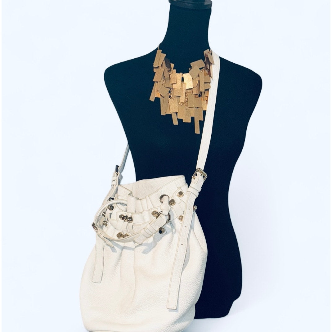 Alexander Wang White Leather Studded Bucket Bag Alexander Wang