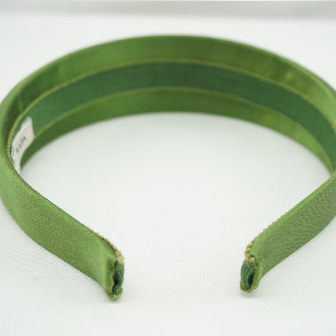 Prada Green Satin Padded Headband PRADA